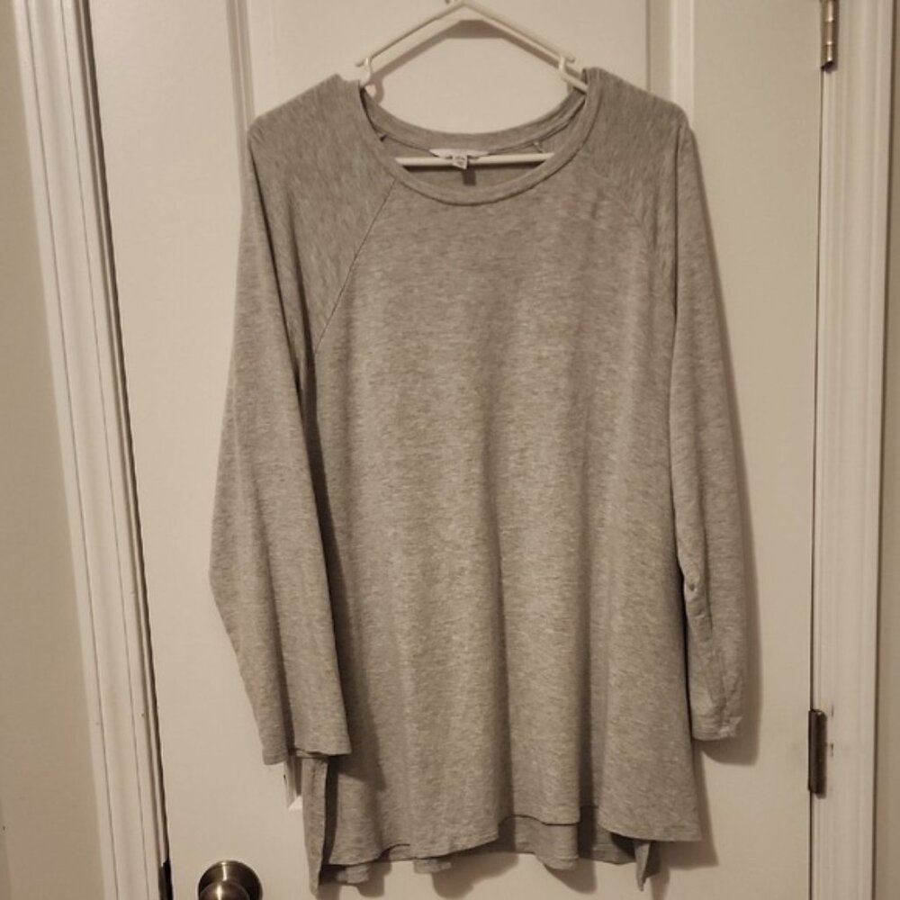 Time and Tru Light Gray Long Sleeve Top Large